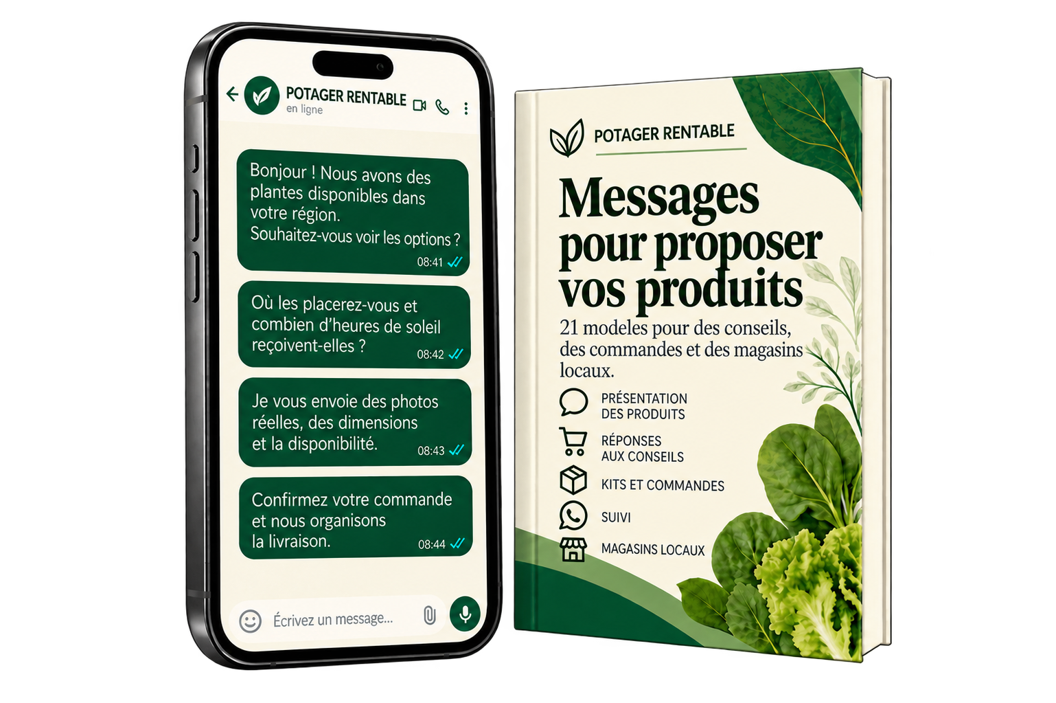 Messages pour proposer vos produits et exemple de conversation sur téléphone