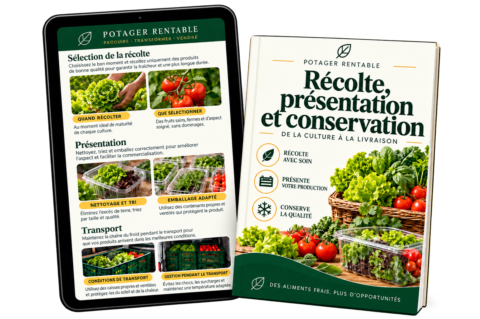 Guide de récolte, présentation et conservation sur livre et tablette