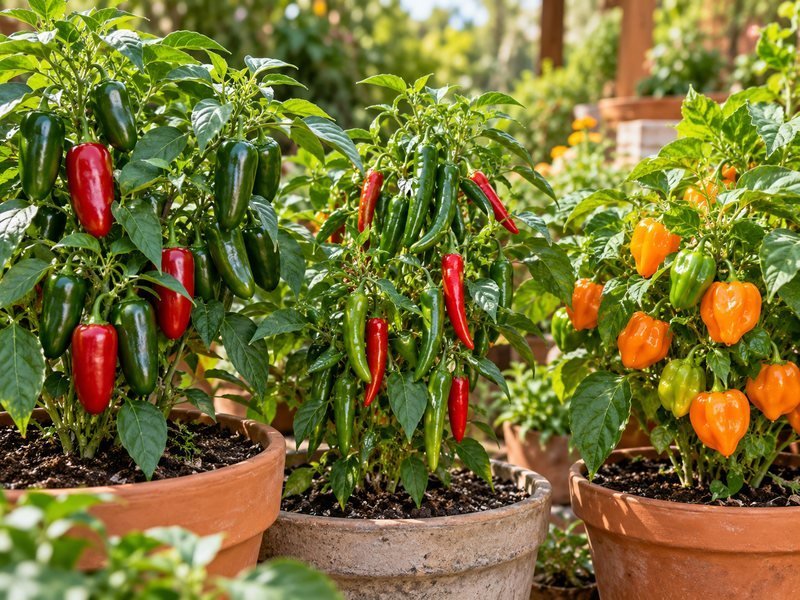 Plants de piments en pot